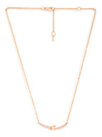 Elegant Curve Design Rose Silver Gold Plated CZ Brass Necklace Bulk