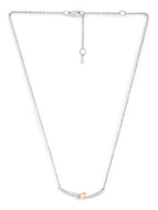 Elegant Curve Design Rose Silver Gold Plated CZ Brass Necklace Bulk