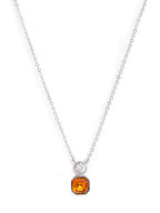 Orange Elegant Square Cut Rose Silver Gold CZ Brass Necklace Wholesale