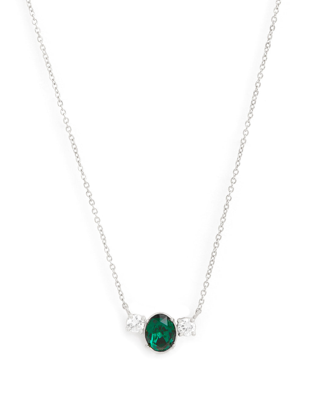 Elegant Green Oval Rose Silver Gold CZ Anti Tarnish Brass Necklace Bulk
