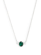 Elegant Green Oval Rose Silver Gold CZ Anti Tarnish Brass Necklace Bulk