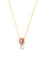 Elegant Emerald Cut Rose Silver Gold CZ Pearl Brass Necklace Bulk