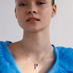Elegant Emerald Cut Rose Silver Gold CZ Pearl Brass Necklace Bulk