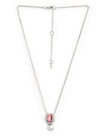 Elegant Emerald Cut Rose Silver Gold CZ Pearl Brass Necklace Bulk