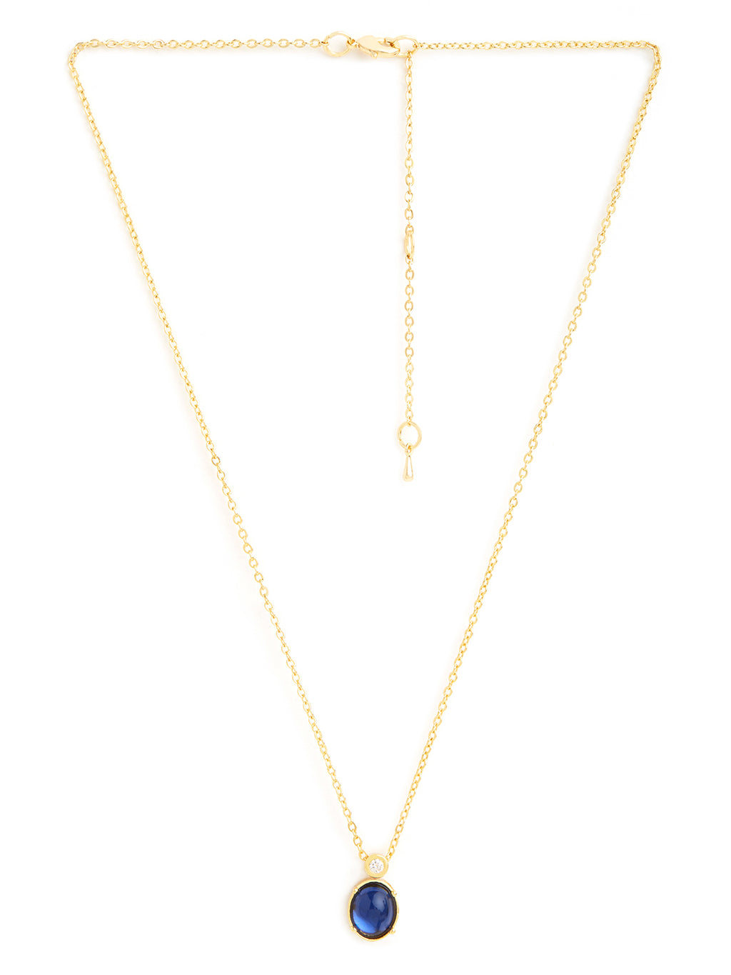 Stylish Oval Blue Rose Silver Gold CZ Anti Tarnish Brass Necklace Bulk