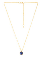 Stylish Oval Blue Rose Silver Gold CZ Anti Tarnish Brass Necklace Bulk
