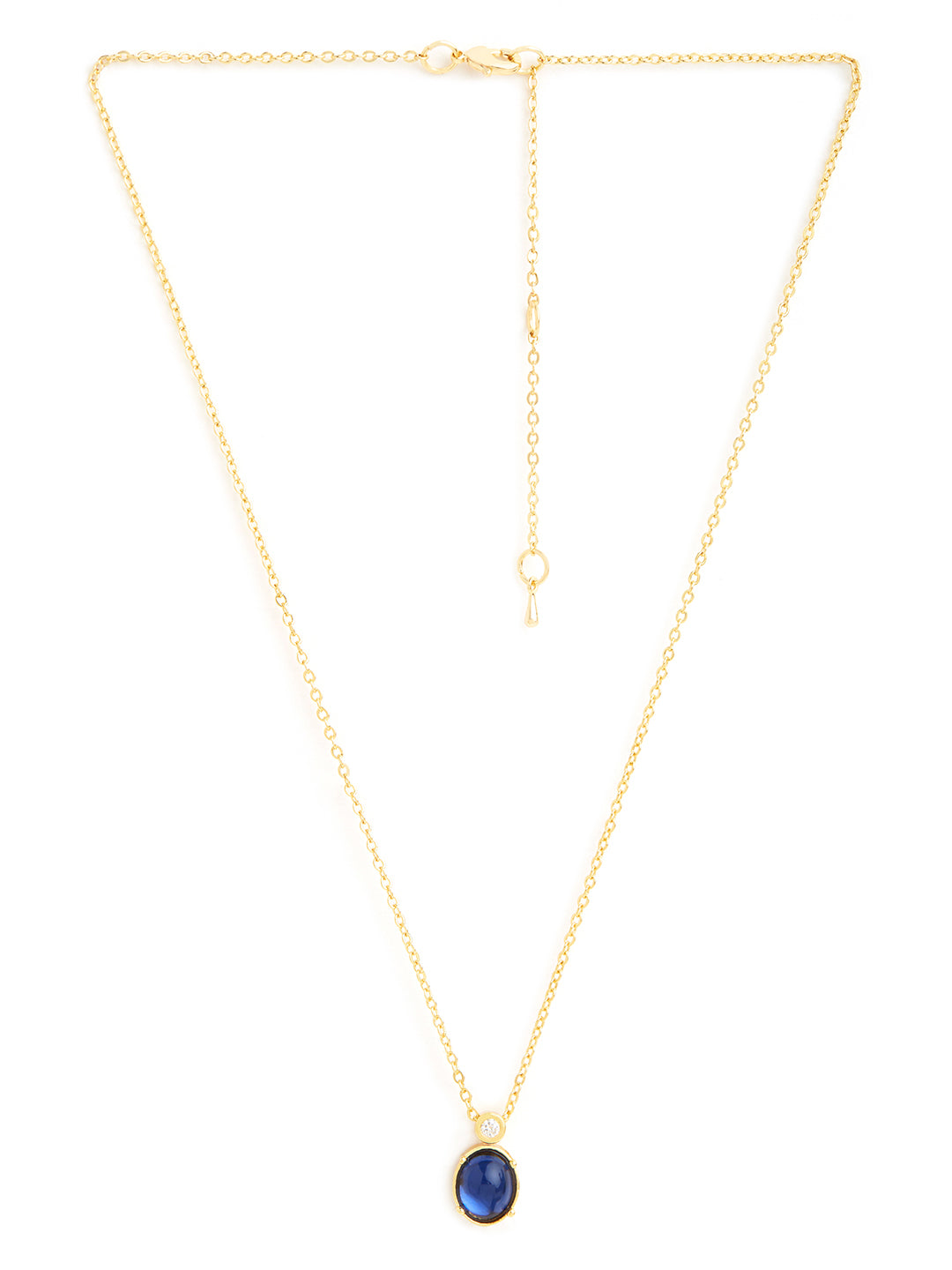 Stylish Oval Blue Rose Silver Gold CZ Anti Tarnish Brass Necklace Bulk
