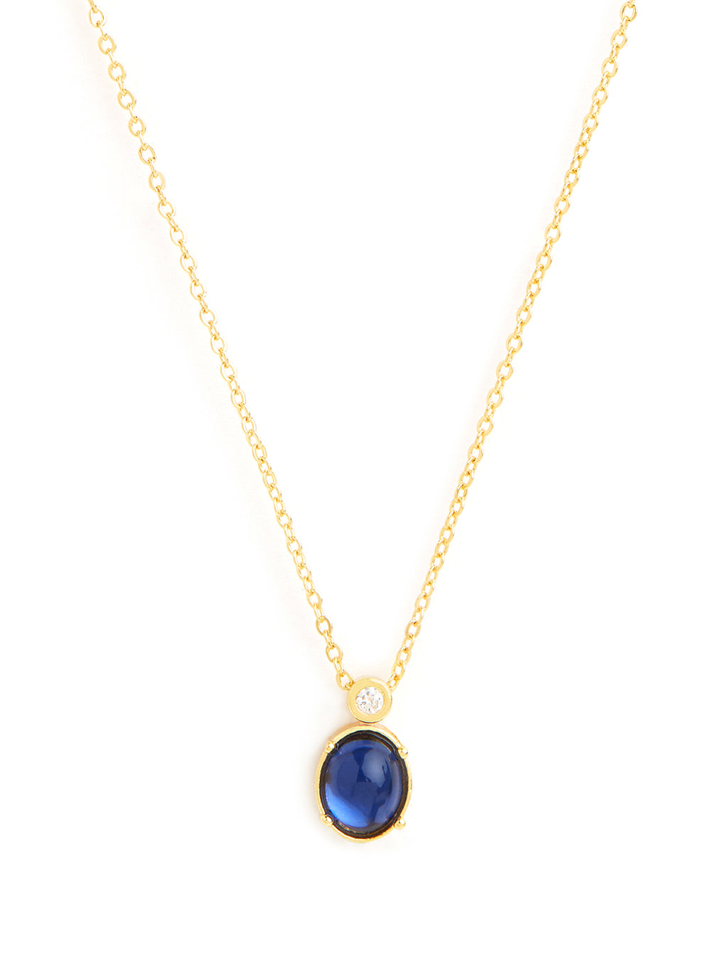 Stylish Oval Blue Rose Silver Gold CZ Anti Tarnish Brass Necklace Bulk