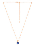 Stylish Oval Blue Rose Silver Gold CZ Anti Tarnish Brass Necklace Bulk