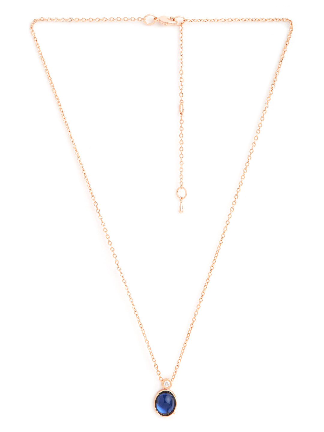 Stylish Oval Blue Rose Silver Gold CZ Anti Tarnish Brass Necklace Bulk