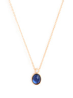 Stylish Oval Blue Rose Silver Gold CZ Anti Tarnish Brass Necklace Bulk