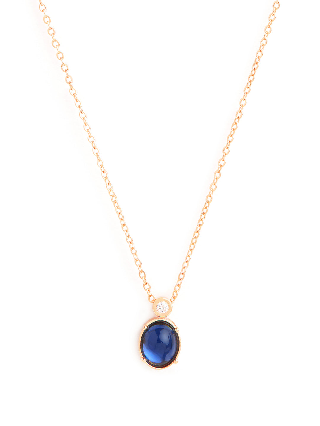 Stylish Oval Blue Rose Silver Gold CZ Anti Tarnish Brass Necklace Bulk