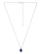 Stylish Oval Blue Rose Silver Gold CZ Anti Tarnish Brass Necklace Bulk