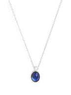 Stylish Oval Blue Rose Silver Gold CZ Anti Tarnish Brass Necklace Bulk