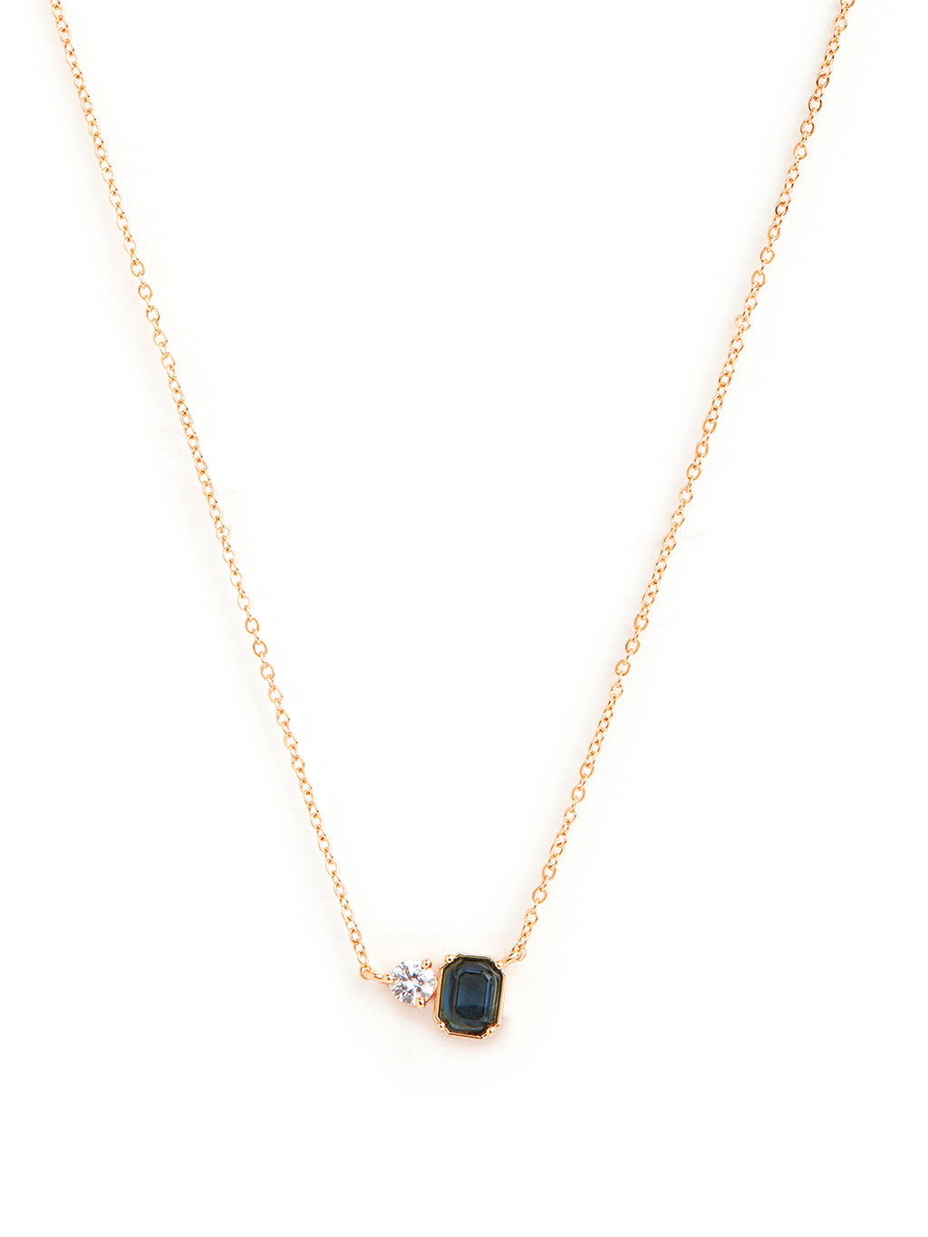 Modern Geometric Rose Silver Gold CZ Anti Tarnish Brass Necklace Bulk