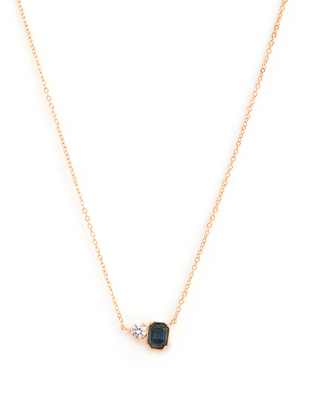 Modern Geometric Rose Silver Gold CZ Anti Tarnish Brass Necklace Bulk