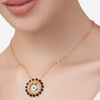 Evil Eye Floral Rose Silver Gold CZ Black Beads Brass Necklace Bulk