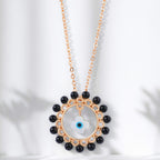 Evil Eye Floral Rose Silver Gold CZ Black Beads Brass Necklace Bulk