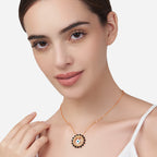Evil Eye Floral Rose Silver Gold CZ Black Beads Brass Necklace Bulk