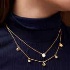 Double Layer Disc Charm Rose Silver Gold Plated CZ Brass Necklace Bulk