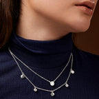 Double Layer Disc Charm Rose Silver Gold Plated CZ Brass Necklace Bulk