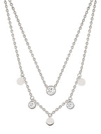 Double Layer Disc Charm Rose Silver Gold Plated CZ Brass Necklace Bulk