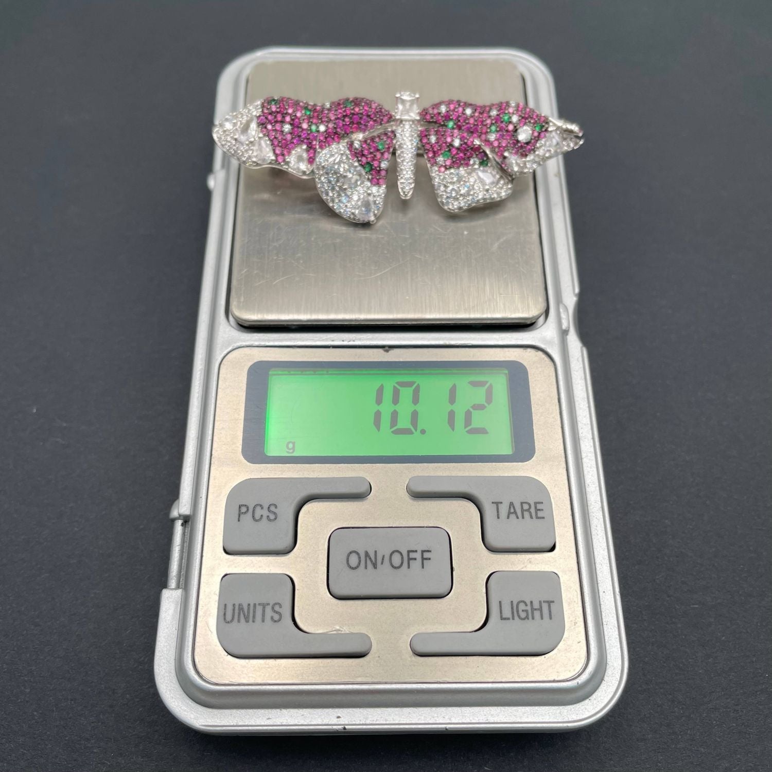 Pink Green Butterfly Cubic Zirconia Silver Anti Tarnish Brooch Bulk