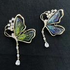 Butterfly Cubic Zirconia Blue 18K Gold Anti Tarnish Brooch Women Bulk