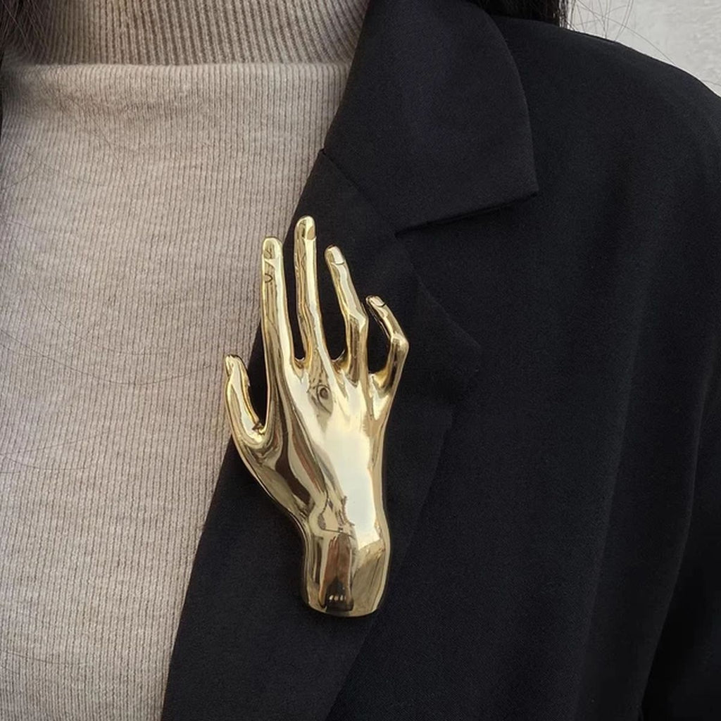 Glossy Hand 18K Gold Anti Tarnish Brooch For Women Bulk