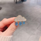 Blue Rain Cloud Style Gold CZ Copper Anti Tarnish Brooch Wholesale