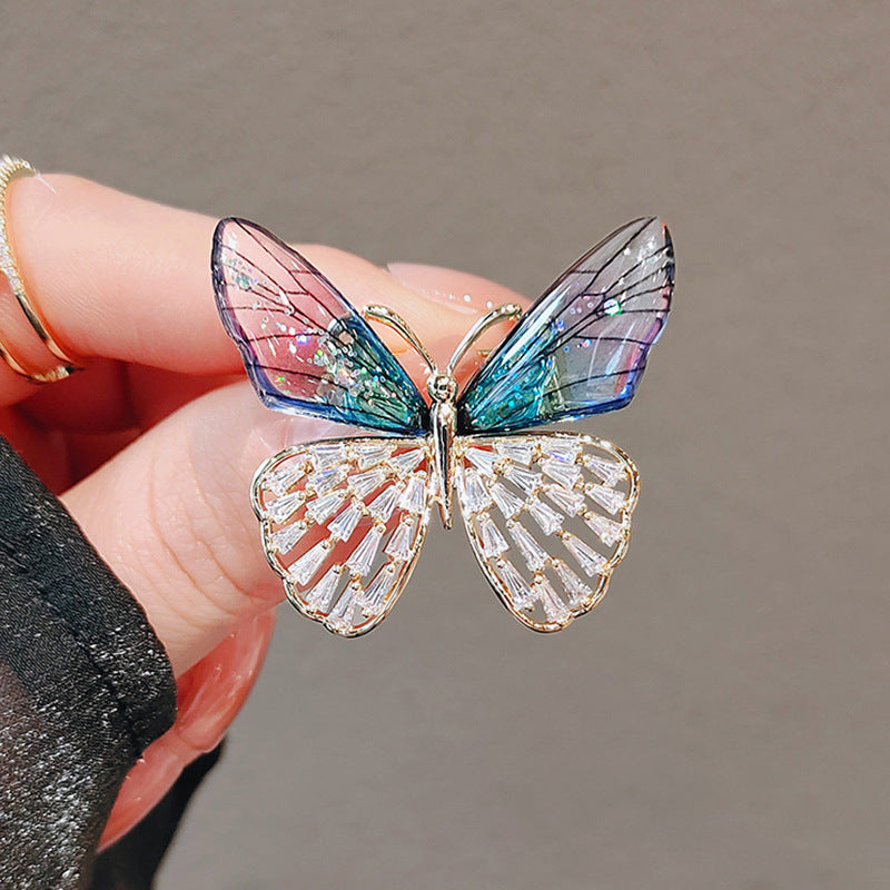 Glam Butterfly Style Gold Plated CZ Copper Anti Tarnish Brooch Bulk