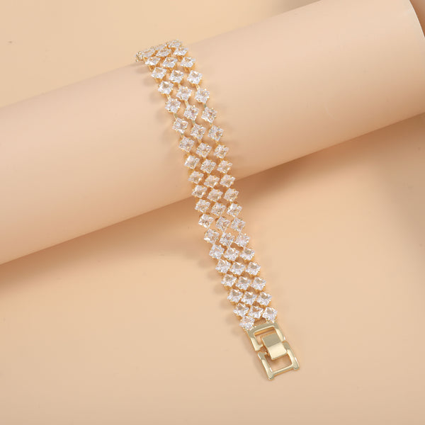 Bulk Star Line Round Cut Gold Silver CZ Anti Tarnish Copper Bracelet Secondary image