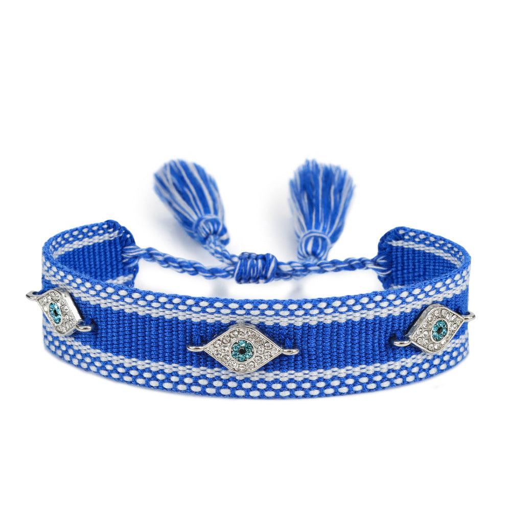 Evil Eye Gold Silver Multicolor Thread Cotton Adjustable Bracelet Bulk
