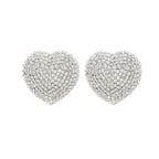Heart Red Black Gold Silver Rhinestone Crystal Stud Earring Women Bulk