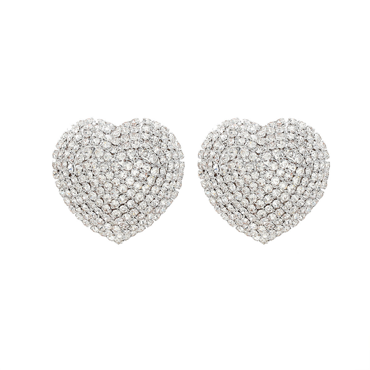 Heart Red Black Gold Silver Rhinestone Crystal Stud Earring Women Bulk