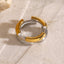 Two Tone Gold Silver CZ Anti Tarnish Stainless Steel Ring Bulk