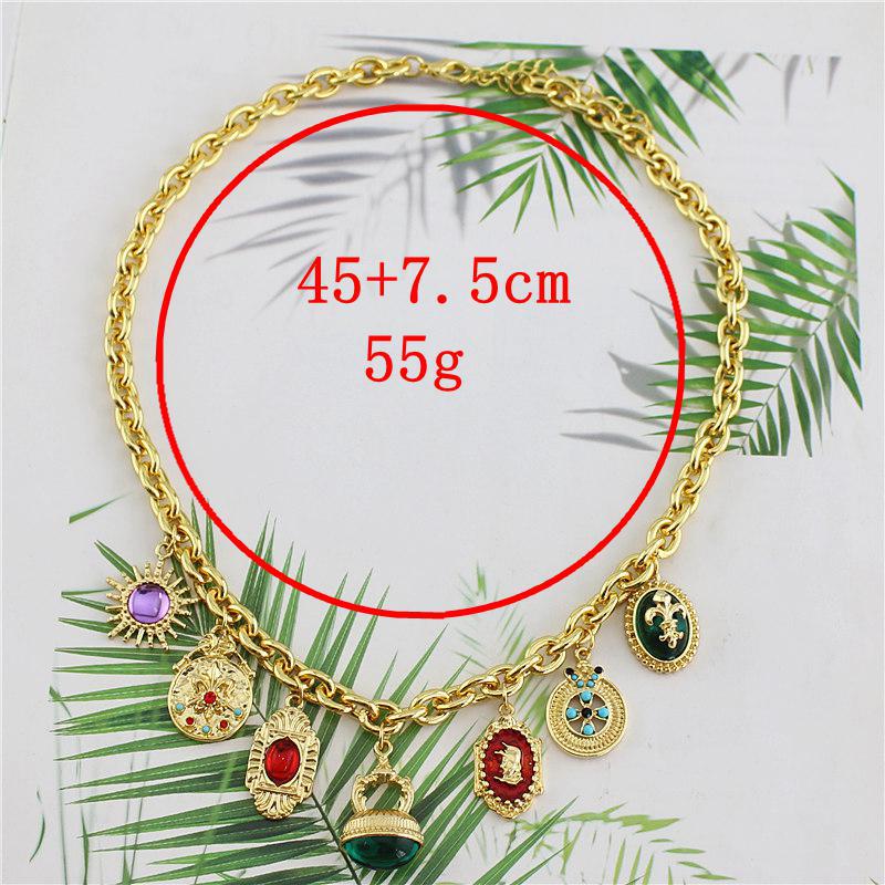 Multi Gemstone Green Red Green Anti Tarnish Charm Necklace Women Bulk