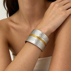 Silver Gold Textured Dual Tone Anti Tarnish Copper Cuff & Kada Women Bulk