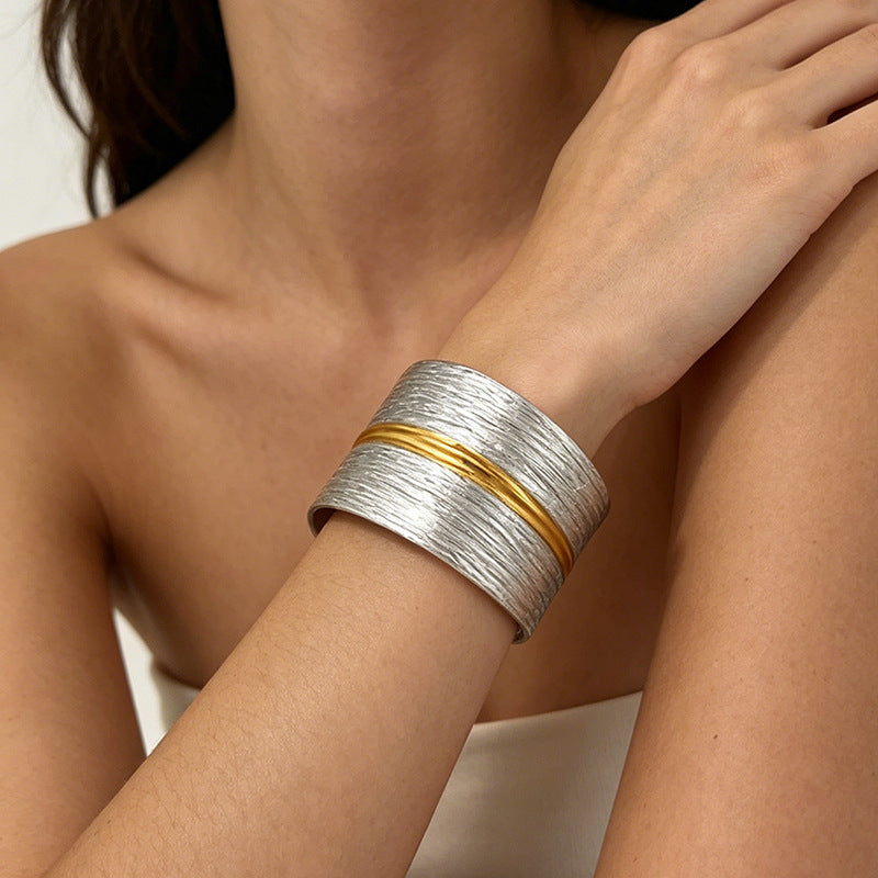 Silver Gold Textured Dual Tone Anti Tarnish Copper Cuff & Kada Women Bulk