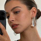 Minimalist Teardrop Transparent Silver Plated Crystal Drop Earrings Bulk