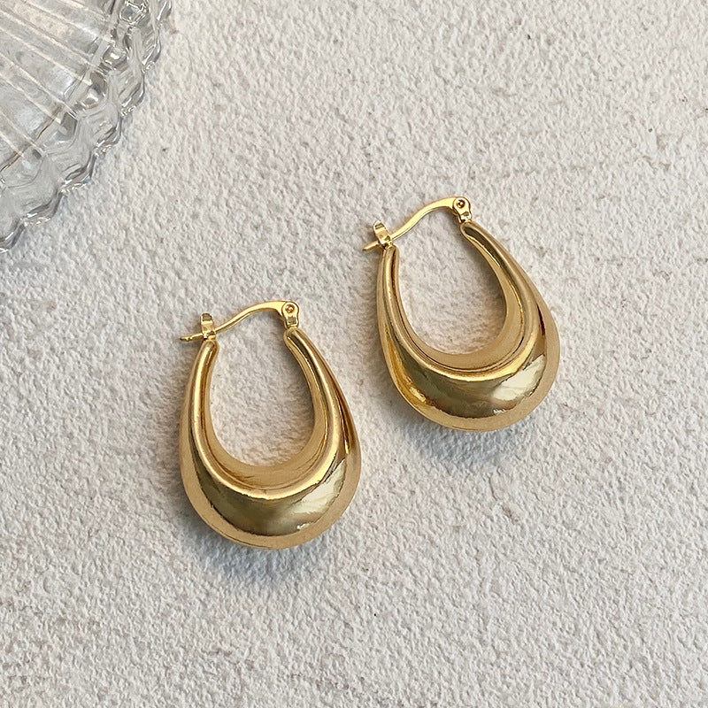 Bulk Gold Plated Anti Tarnish Stainless Steel Minimal Hoop Earrings Main image