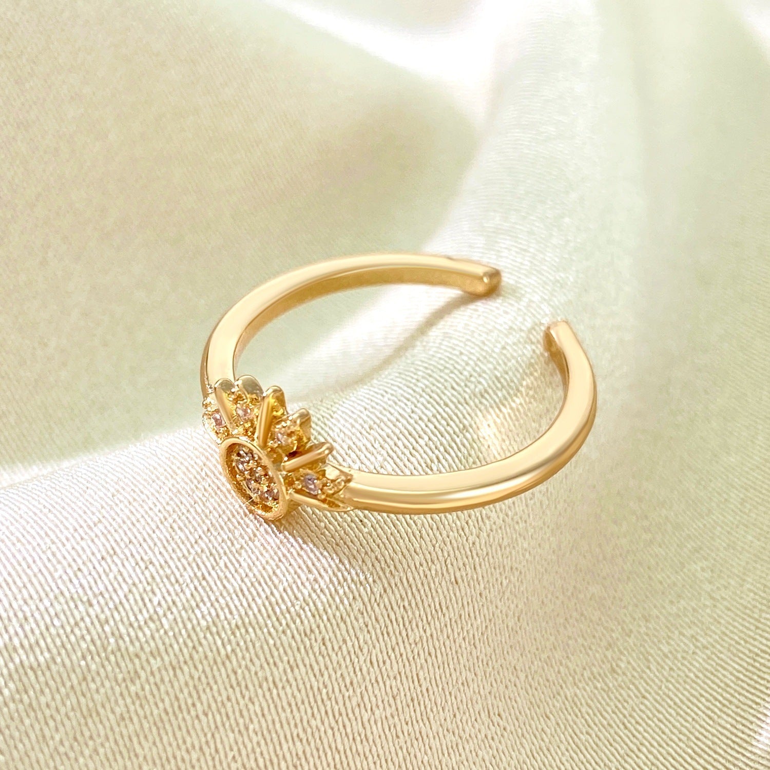 Bulk Sun Moon Style Gold Silver CZ Copper Adjustable Combo Ring