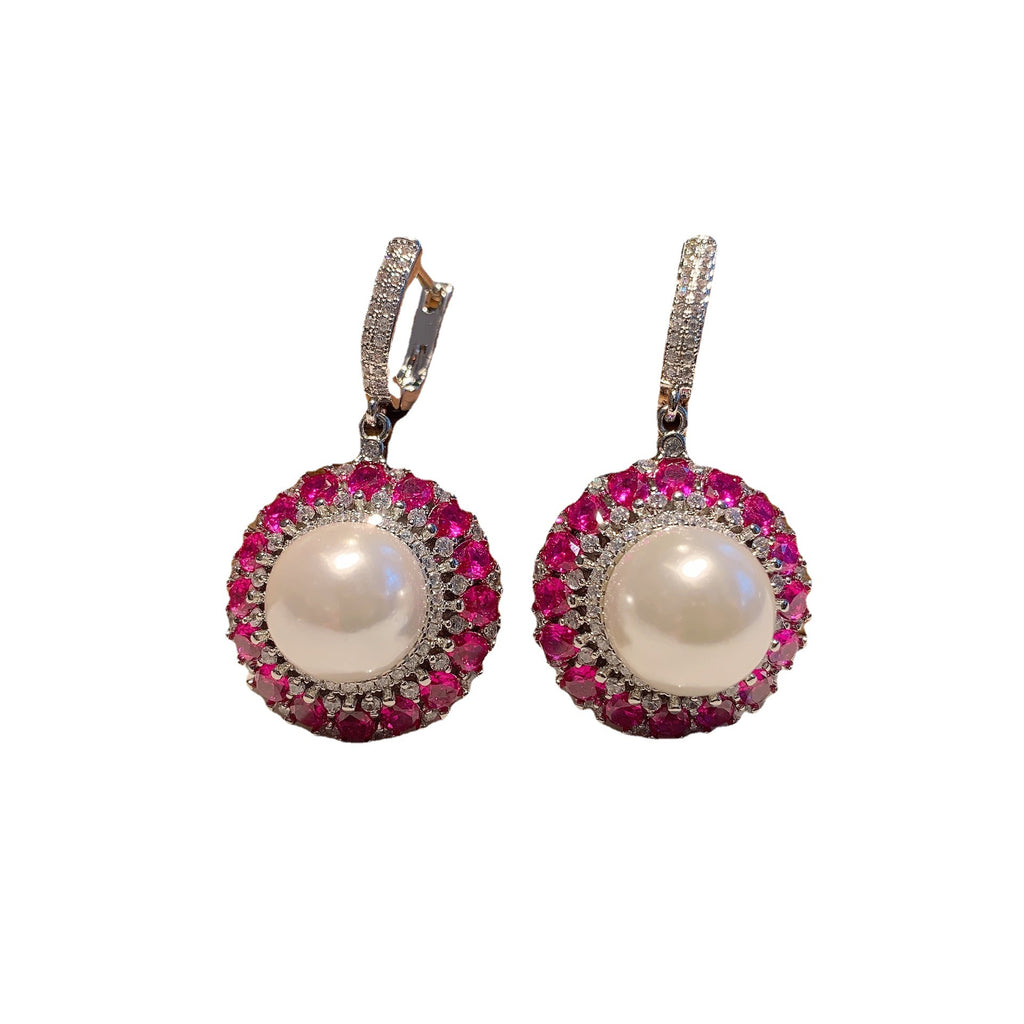 Pearl Green Pink Silver CZ Anti Tarnish Necklace Earring Set Bulk