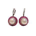 Pearl Green Pink Silver CZ Anti Tarnish Necklace Earring Set Bulk
