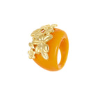 Flower 18K Gold Stainless Steel acrylic Adjustable Ring For Women