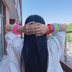 Geometric Red Green Blue Pink Acrylic Glossy Kada Bangle Bracelet Bulk