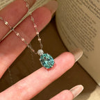 Designer Oval Cut Aquamarine CZ Silver Copper Necklace Earring Set Bulk