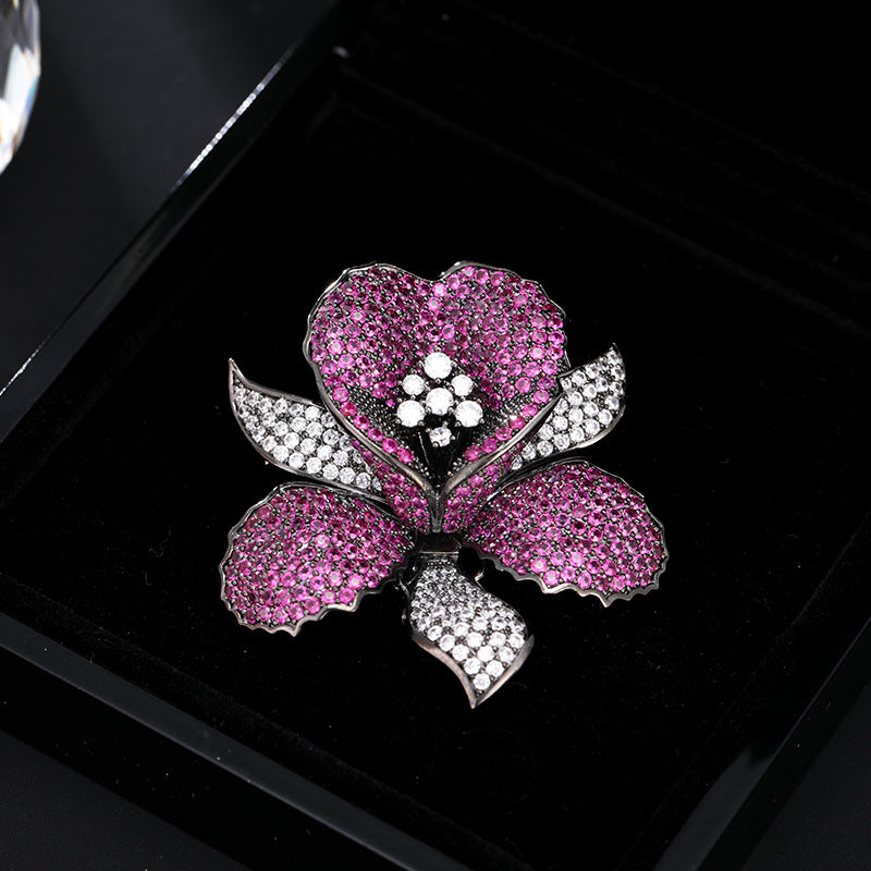 Floral Flower Silver Blue Gold Pink CZ Anti Tarnish Brooch Bulk