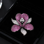 Floral Flower Silver Blue Gold Pink CZ Anti Tarnish Brooch Bulk