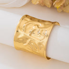 Designer Wide Textured Gold Plated Plain Alloy Bracelet For Women Bulk